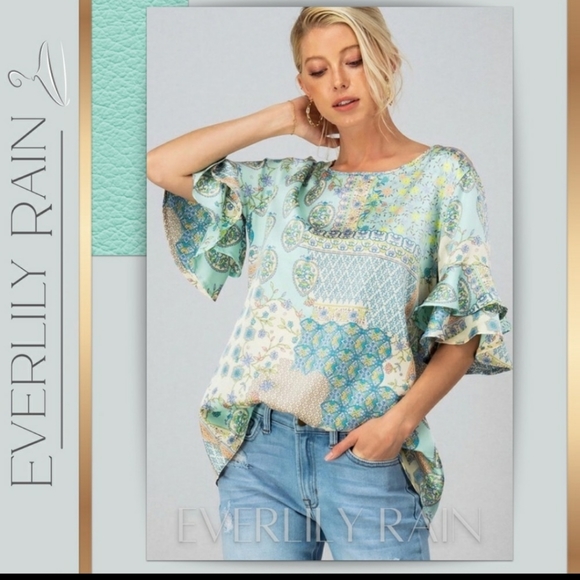 🔥Sale!!!!Beautiful Mint Mosaic Top - Picture 4 of 8